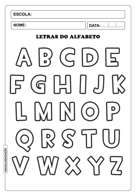 Letras do alfabeto para imprimir e colorir 